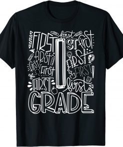 Classic 1st Grade Typography Team First Grade Teacher Back To School T-Shirt