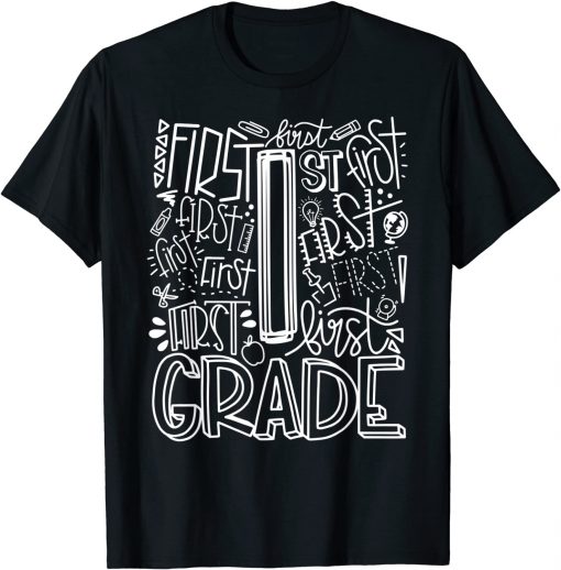 Classic 1st Grade Typography Team First Grade Teacher Back To School T-Shirt