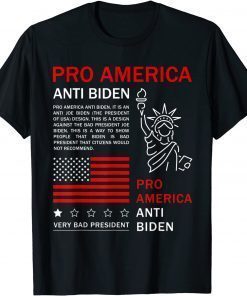 2021 PRO AMERICA ANTI BIDEN FLAG USA IMPEACH JOE BIDEN ANTI BIDEN T-Shirt