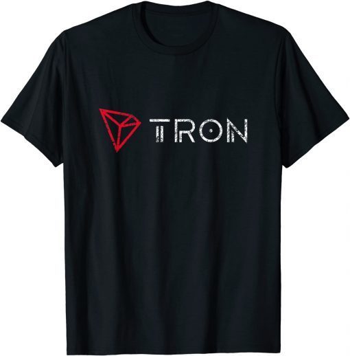 Tron TRX Logo White Vintage Distressed Crypto Trader Gift T-Shirt