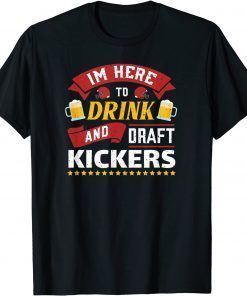 Fantasy Football Party Drink Draft Kickers Funny Sports Retr T-Shirt