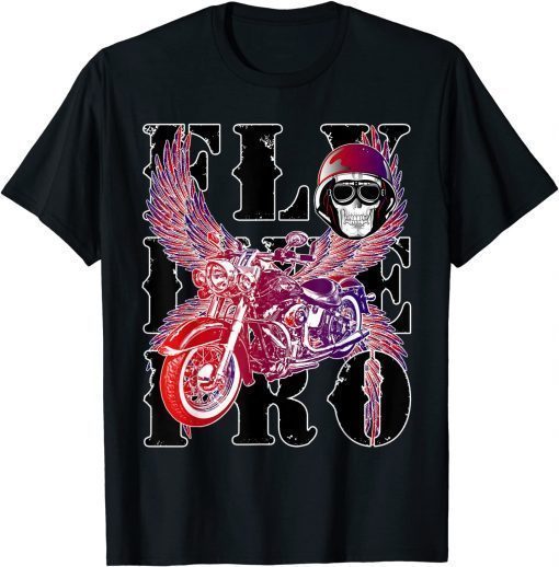 Abstract Graphics Motorcycle Wing Skull Head Fly Like Pro T-Shirt