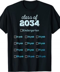 Class Of 2034 Grow With Me Hello Kindergarten Back To School T-Shirt