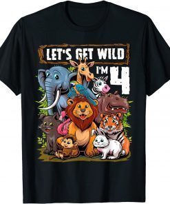 4 Year Old Zoo Birthday Safari Jungle Animals 4th Birthday T-Shirt