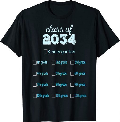 Class Of 2034 Grow With Me Hello Kindergarten Back To School T-Shirt