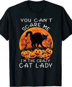 Official Crazy Cat Lady Halloween Cat Girl Women, Cat Halloween Moon T-Shirt