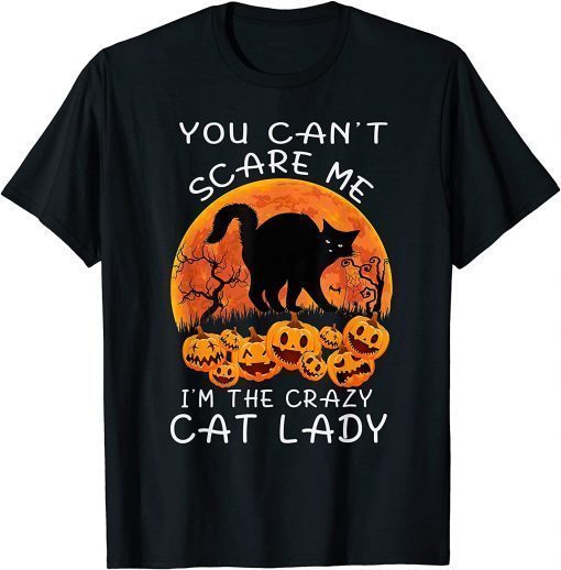 Official Crazy Cat Lady Halloween Cat Girl Women, Cat Halloween Moon T-Shirt