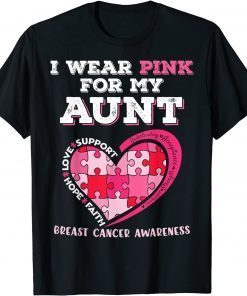 I Wear Pink For My Aunt Breast Cancer Support Niece Nephew T-Shirt