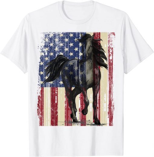 T-Shirt Horse American Flag Horseback Riding Horse Lover