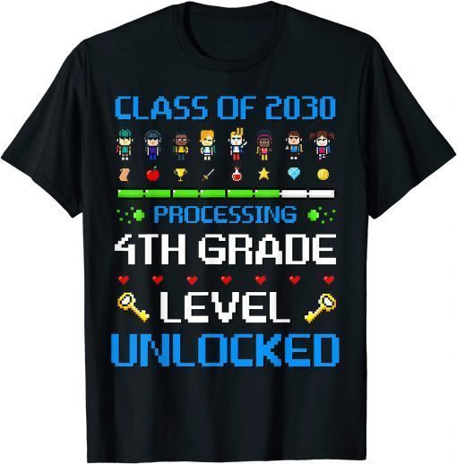 Classic 4th Grade First Day of School Class of 2030 Video Games T-Shirt