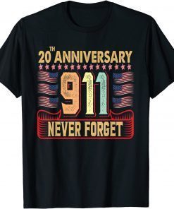 9-11 Never Forget Vintage Retro 20th Anniversary Usa Flag 2021 T-Shirt