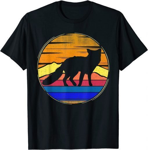 2021 Vintage Fox Retro Sunset Funny Animal Lover Gifts T-Shirt