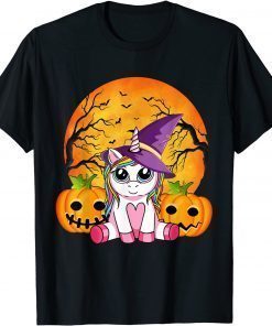 Cute Halloween Shirt Girls Women Witchy Unicorn Halloween Unisex T-Shirt