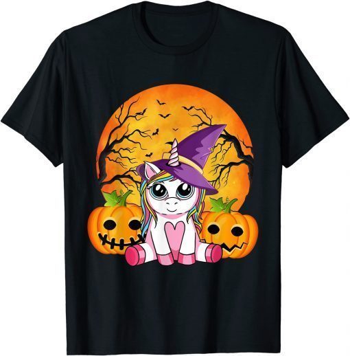 Cute Halloween Shirt Girls Women Witchy Unicorn Halloween Unisex T-Shirt