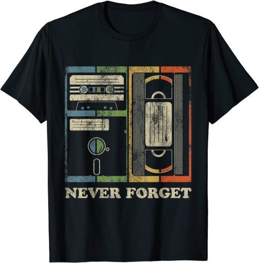 T-Shirt Never Forget Retro Vintage Cool 80s 90s Funny Geeky Nerdy