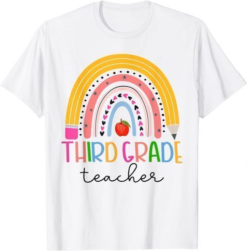 Third Grade Teacher Back To School Boho Rainbow Leopard T-Shirt