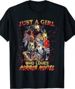 Classic Just A Girl Who Loves Horror Movies Halloween Costume T-Shirt