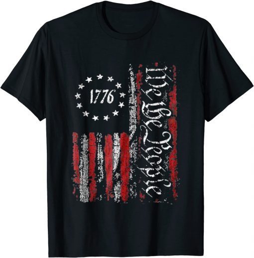 Vintage Old American Flag Patriotic 1776 We The People USA Tee Shirt