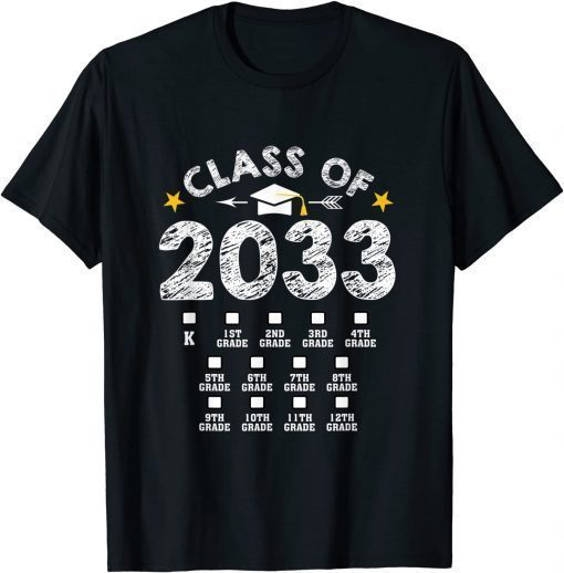 Class of 2033 Grow With Me Checklist Graduation T-Shirt