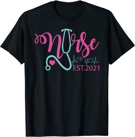 Classic Nurse Est 2021 RN Nursing School Graduation, Graduate Gift T-Shirt