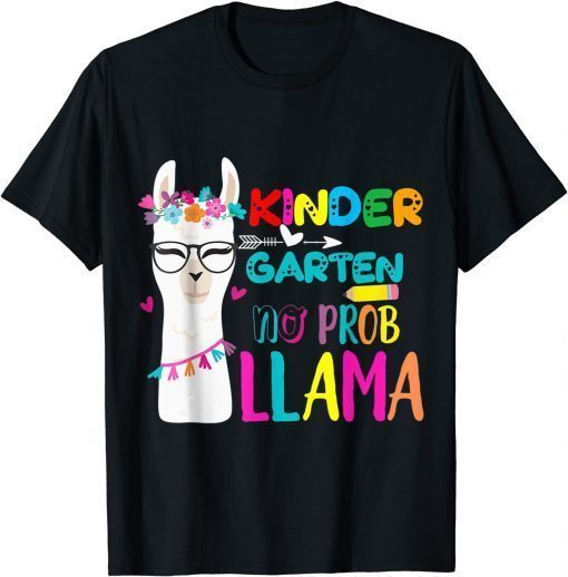 Funny Kindergarten No Prob Llama Teacher Back To School For girls T-Shirt