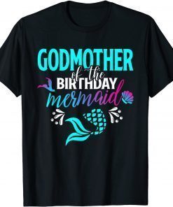 Funny Godmother Of The Birthday Mermaid Matching Family T-Shirt