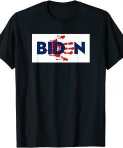 Official Mens Bold Block Blood On His Hands Biden BringTrumpBack Trending T-Shirt