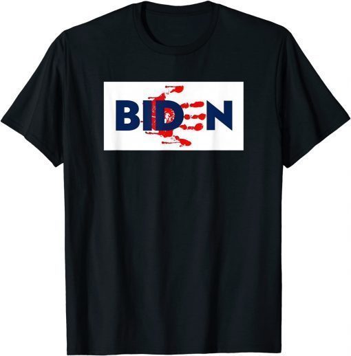 Official Mens Bold Block Blood On His Hands Biden BringTrumpBack Trending T-Shirt