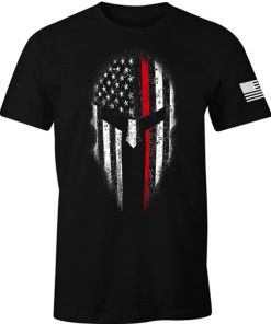 Thin Red Line USA Flag Firefighter Spartan Men's T Shirt