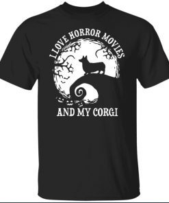 I love horror movies and my corgi shirt