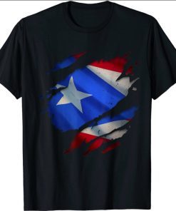 2021 Proud Puerto Rican Shirts Ripped Boricua Puerto Rico Flag T-Shirt