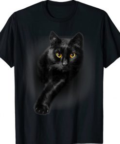 Black Cat Yellow Eyes T-Shirt Cats Tee Shirt