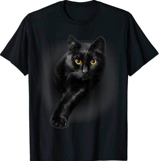 Black Cat Yellow Eyes T-Shirt Cats Tee Shirt