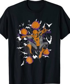 Marvel Spider Man Web & Pumpkins Halloween Graphic T-Shirt