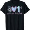 2021 Tie Dye Back to School 2021 Funny Peace Love First Grade T-Shirt