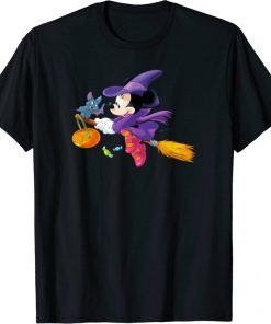 Funny Disney Halloween Minnie Mouse Flying Witch T-Shirt