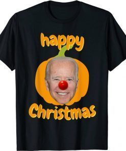 Funny Anti Biden Happy Christmas Holiday Pumpkin Clown Head Shirt T-Shirt