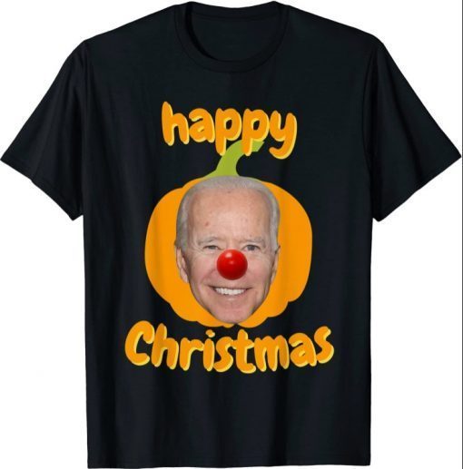 Funny Anti Biden Happy Christmas Holiday Pumpkin Clown Head Shirt T-Shirt