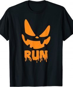 Halloween Pumpkin funny face run Costume Men Women Fun Kids T-Shirt