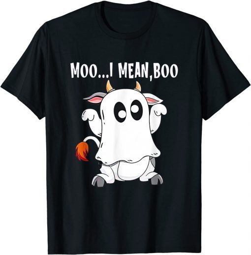 Funny Ghost Cow Moo I Mean Boo Funny halloween Cow Boo T-Shirt