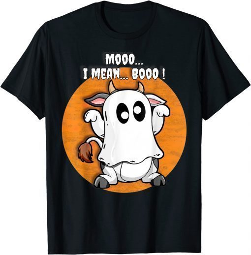 Ghost Cow Moo I Mean Boo Pumpkin T-Shirt
