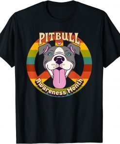 Classsic Pitbull Awareness Month - Pitbull & Peace Sign Stop BSL T-Shirt