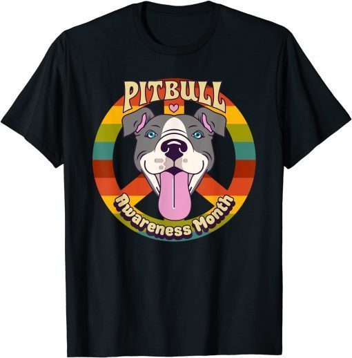 Classsic Pitbull Awareness Month - Pitbull & Peace Sign Stop BSL T-Shirt