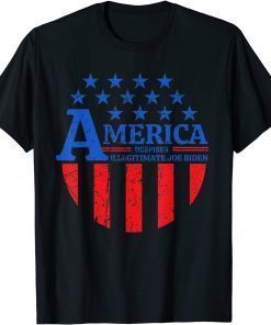 Funny America Despises Illegitimate Joe Biden Vintage Flag Button T-Shirt