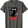2021 Black Cat with Knife Funny Halloween T-Shirt