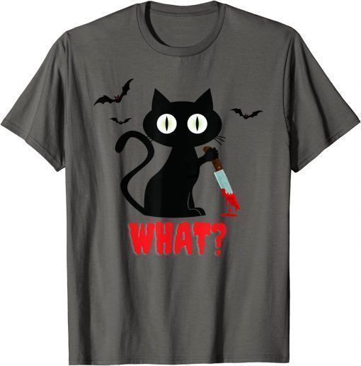 2021 Black Cat with Knife Funny Halloween T-Shirt