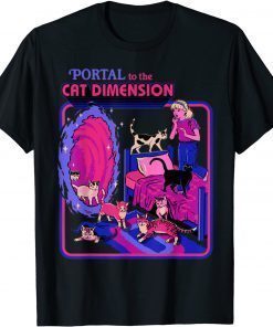 Halloween Retro Portal To The Cat Dimension Funny Cat T-Shirt