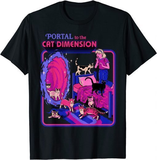 Halloween Retro Portal To The Cat Dimension Funny Cat T-Shirt