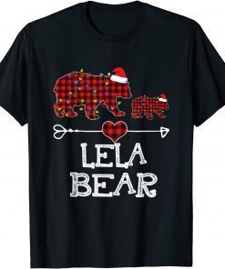 Official Lela Bear Christmas Pajama Red Plaid Buffalo Family T-Shirt