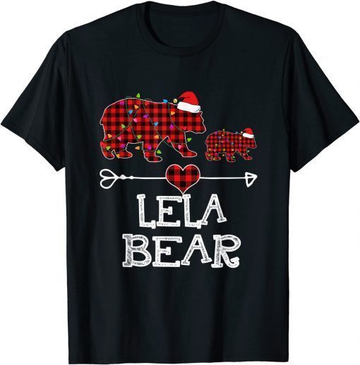 Official Lela Bear Christmas Pajama Red Plaid Buffalo Family T-Shirt